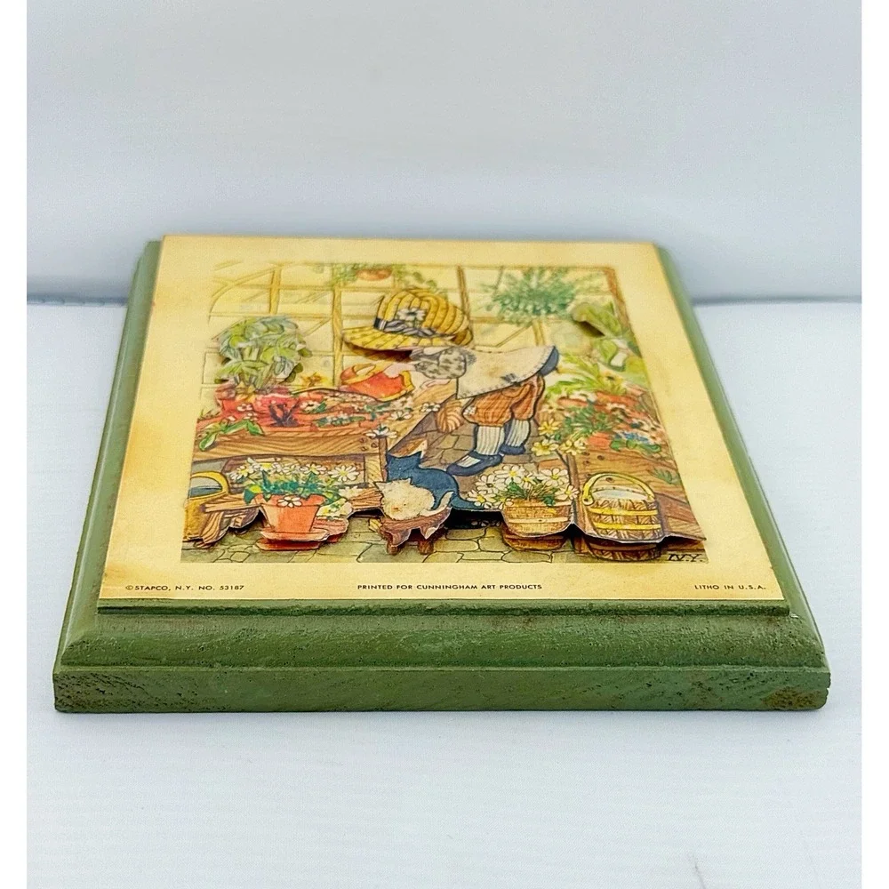 Vintage Stapco Little Ivy Series 1970's Cunningham Art Products Litho Plaque